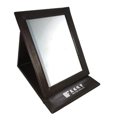 PU leather foldable desktop mirror