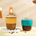 Coffee Glass Water Cup With Drinking Straw 500ml