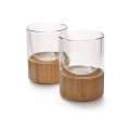 Double Wall Glass Cup with Bamboo Bottom Clear