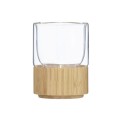 Double Wall Glass Cup with Bamboo Bottom Clear