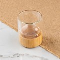 Double Wall Glass Cup with Bamboo Bottom Clear