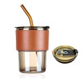 Glass Straw Coffee Cup 400ml