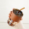 Glass Straw Coffee Cup 400ml