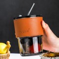 Glass Straw Coffee Cup 400ml