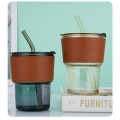 Glass Straw Coffee Cup 400ml