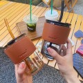 Glass Straw Coffee Cup 400ml