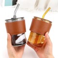 Glass Straw Coffee Cup 400ml