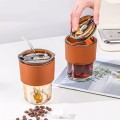 Glass Straw Coffee Cup 400ml