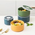 Portable Fresh-keeping with Cover Ceramic Bowl