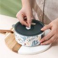 Large Capacity Ceramics Bowl with Lid Sealed and Leak-Proof