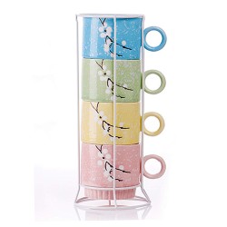 Creative Ceramic Coffee Stacked Cups 4 Set