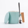 Ceramic mug with wooden handle