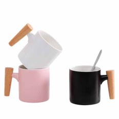 Ceramic mug with wooden handle