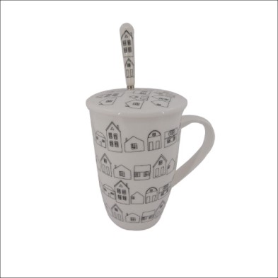 Ceramic mug with Spoon and lid set