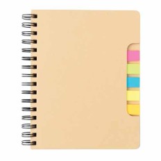 XD Design A5 Kraft spiral notebook with sticky notes P772.119