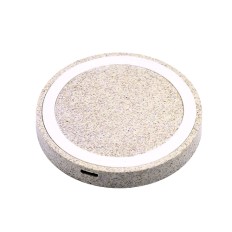 Eco Wheat Straw Small Round Wireless Charger 10W