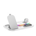 RGB LED 4 in 1 Fast Wireless Charger Stand Dock With Digital Clock