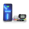 RGB LED 4 in 1 Fast Wireless Charger Stand Dock With Digital Clock