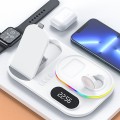 RGB LED 4 in 1 Fast Wireless Charger Stand Dock With Digital Clock