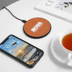 LED logo PU Leather Wireless Charger