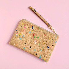 Cork clutch zipper Bag