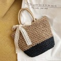 Straw Simple Bucket Handheld Shoulder Bag