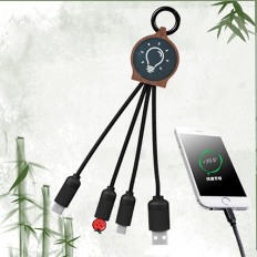 Bamboo Charging Cable Light up Logo 3 in 1