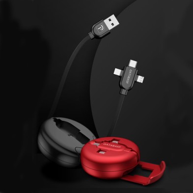 3 in 1 USB Retractable Charging Cable with Mobile stand