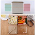 Wheat straw transparent cover lunch box 1.4L