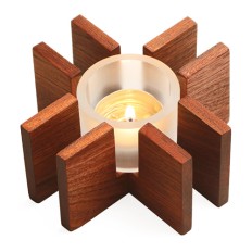 Wooden Tea Stove Glass Cover Candle Heating Base Set