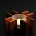 Wooden Tea Stove Glass Cover Candle Heating Base Set