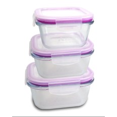S/3 Glass Lunch box