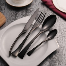 不锈钢黑色餐具4件套
