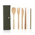 Portable wooden tableware 6 set