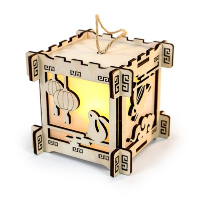 创意木质镂空LED手提灯笼