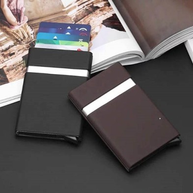 PU leather RFID anti-theft Automatic Pop-up Card holder