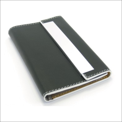 Leather metal name card case with PVC pocket