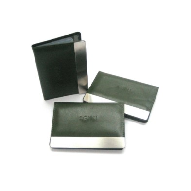 Leather metal name card case