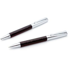 Leather wrapped metal ball pen