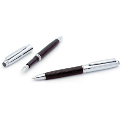 Leather wrapped metal ball pen