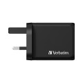 Verbatim 3 Port 65W PD 3.0 & QC 3.0 GaN充电器