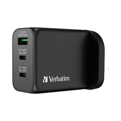 Verbatim 3 Port 65W PD & QC 3.0 GAN Charger