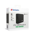 Verbatim 4 端口 100W PD & QC 3.0 GAN 充电器-交流电源线