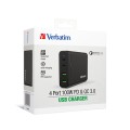 Verbatim 4 Port 100W PD & QC 3.0 GAN Charger - AC Power Cord