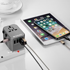 Verbatim 5 Port 5.6A Travel Adaptor
