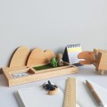 Bamboo Wood Office Desk Organizer Mobile Phone Stand
