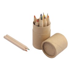 自然木色顏色鉛筆套裝(圓柱盒)