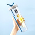Fruit Infuser Straw Plastic Water Bottle 800ml