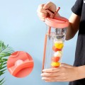 Fruit Infuser Straw Plastic Water Bottle 800ml