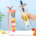 Fruit Infuser Straw Plastic Water Bottle 800ml